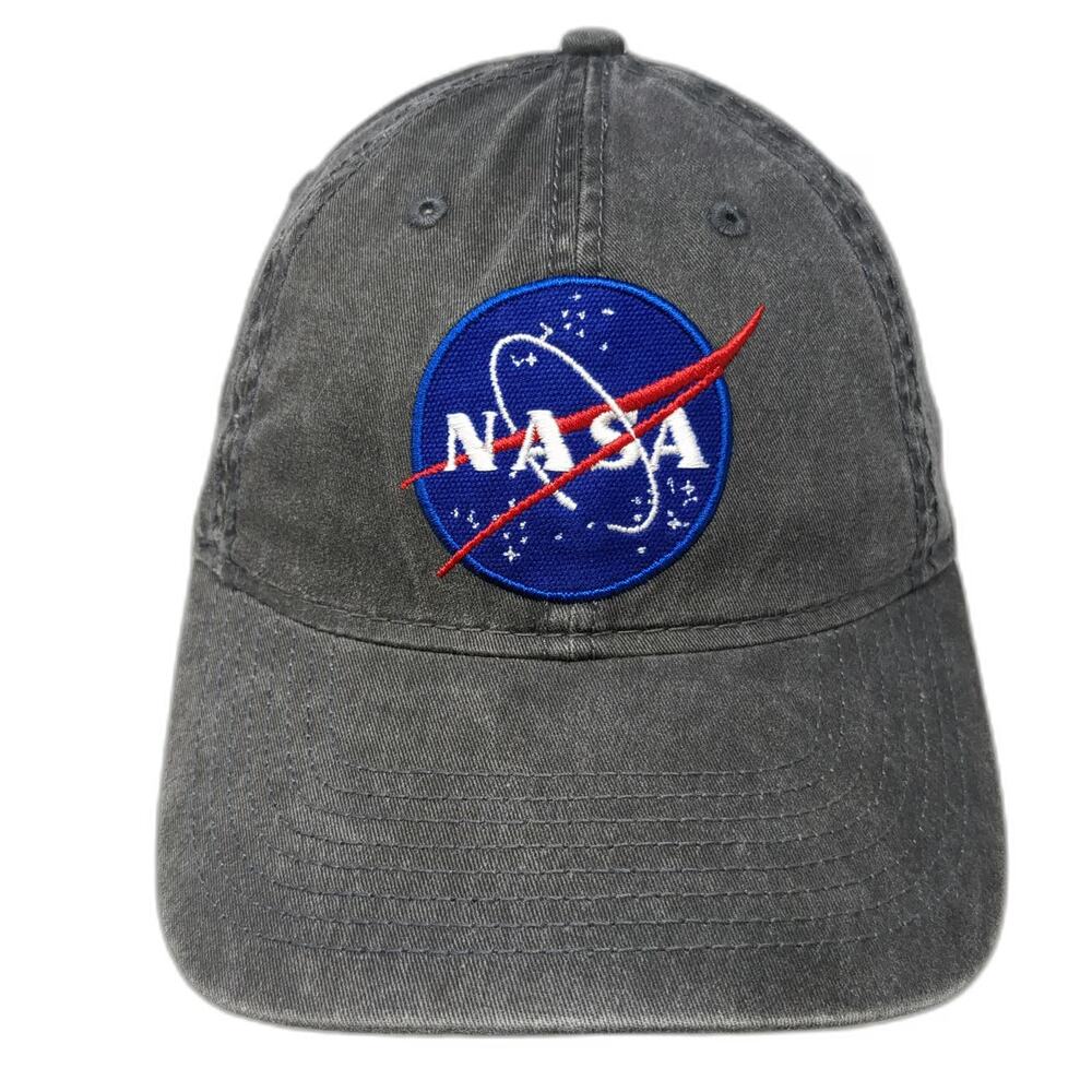 H3 Headwear Baseball Cap Gray One Size NASA Logo American Flag Patch Adjustable